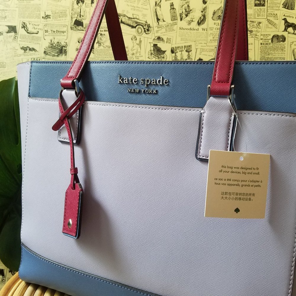 Kate Spade Cameron Laptop Tote Frozen Lilac Lavend - Picture 11 of 12